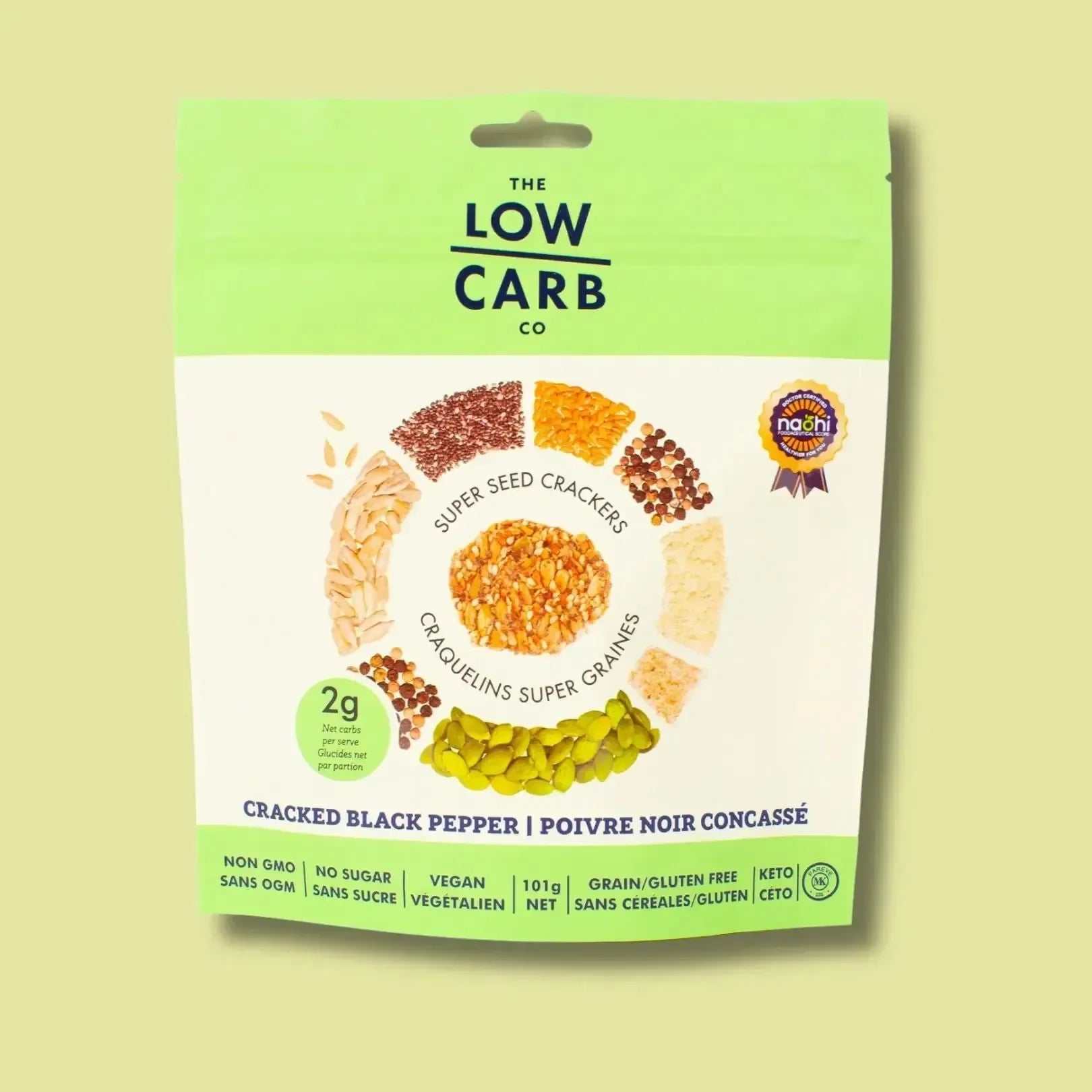 Cracked Black Pepper low-carb seed crackers by The Low Carb Co